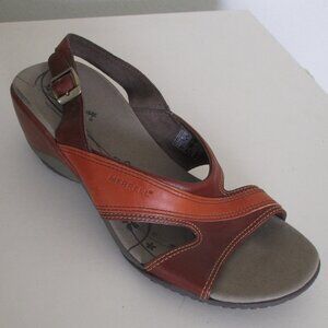Merrell Womens Brown Leather Slingback 2" Wedge Sandal NWOB - Size 6M